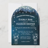 Unter den Sternen Mason Jar Blumenbauernhaus Hochz Einladung (Vorderseite)