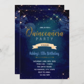 Unter den Sternen quinceanera Einladung (Vorne/Hinten)