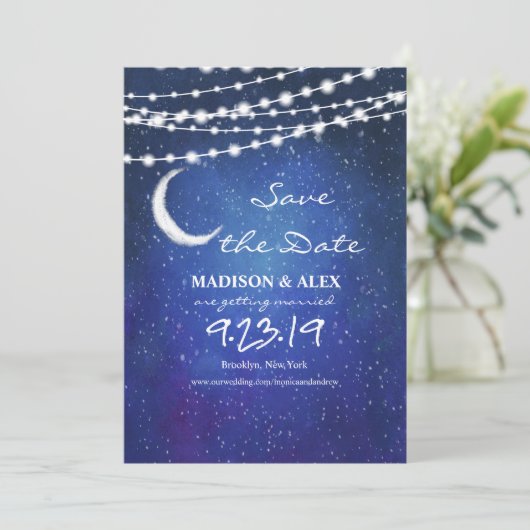 Unter den Sternen Save the Date Einladung (Stehend Vorderseite)