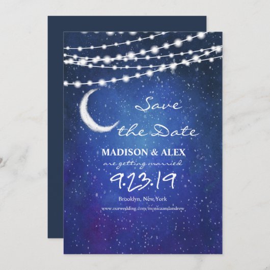 Unter den Sternen Save the Date Einladung (Vorne/Hinten)