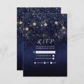 Unter den Sternen Starry Night Gold Blue Party UAW RSVP Karte (Vorne/Hinten)