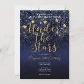 Unter den Sternen Starry Night Gold Blue Prom Part Einladung (Vorderseite)