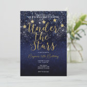 Unter den Sternen Starry Night Gold Blue Prom Part Einladung (Stehend Vorderseite)