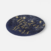 Unter den Sternen Starry Night Gold Blue Prom Part Pappteller (Schrägansicht)