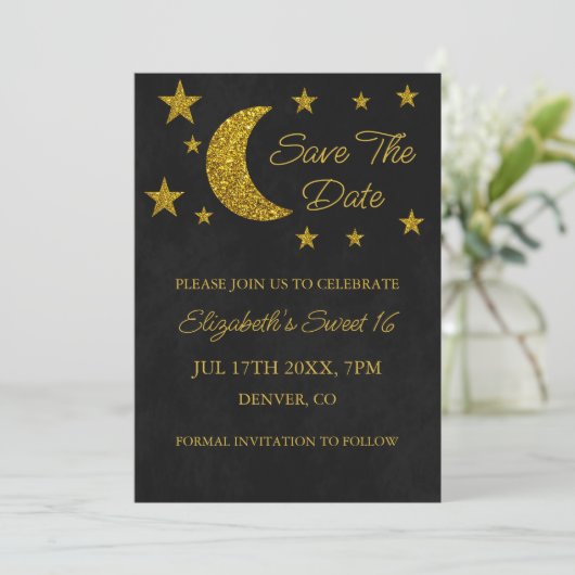 Unter den Sternen Süß 16 Save The Date (Stehend Vorderseite)