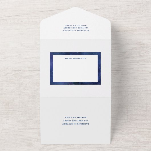 Unter den Sternen Weltraumastronomie Stars Hochzei All In One Einladung (Außenbereich)