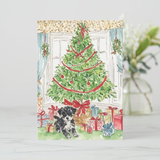 Unter den Weihnachtsbaum Weihnachtskarten Einladung (Stehend Vorderseite)