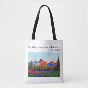 Unter den Wildblumen inspirierender Glaubenssatz Tasche