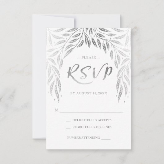 Unter den Willows Wedding RSVP Imitate Silver (Vorderseite)
