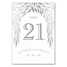 Unter den Willows Wedding Table Cards Silver die I Tischnummer