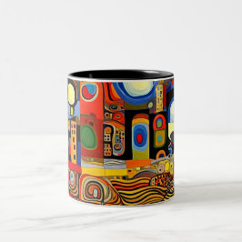 Unter den wirbelnden Mustern des surrealen Himmels Zweifarbige Tasse