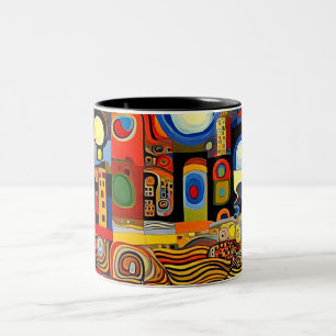 Unter den wirbelnden Mustern des surrealen Himmels Zweifarbige Tasse