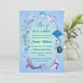 Unter der Blue Ahoy ist eine Baby-Dusche Einladung (Stehend Vorderseite)