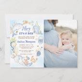 Unter der Blue Ahoy ist eine Baby-Dusche Einladung (Vorderseite)