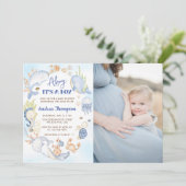 Unter der Blue Ahoy ist eine Baby-Dusche Einladung (Stehend Vorderseite)