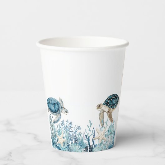 Unter der Blue Ahoy ist eine Baby-Dusche Pappbecher (Rückseite)