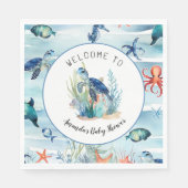 Unter der Blue Turtle Boy Baby Dusche Serviette (Vorderseite)