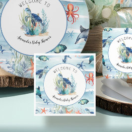 Unter der Blue Turtle Boy Baby Dusche Serviette