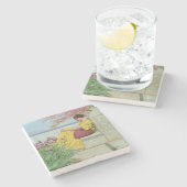 Unter der Blüte, die am Ast hängt, 1917 Steinuntersetzer (Seitenansicht)