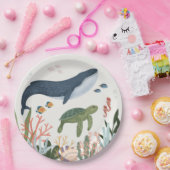 Unter der Decke des Babyduschtischs Pappteller (Party)