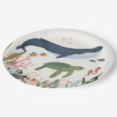 Unter der Decke des Babyduschtischs Pappteller (Schrägansicht)