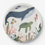 Unter der Decke des Babyduschtischs Pappteller (Vorderseite)