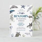Unter der Geburtstagspartei des Meereswaldes Einladung (Stehend Vorderseite)