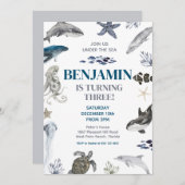 Unter der Geburtstagspartei des Meereswaldes Einladung (Vorne/Hinten)