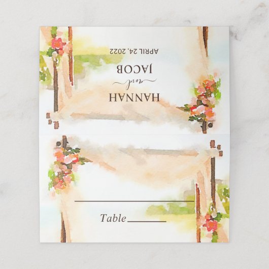 Unter der Hochzeit von Chuppah Platzkarte (Außenseite Aufgefaltet)