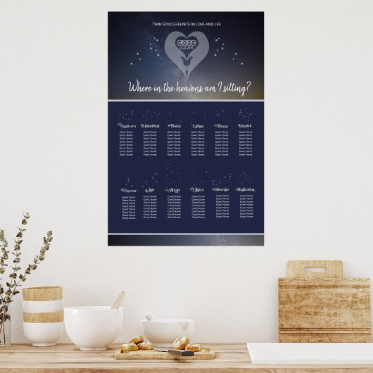 Unter der Hochzeitstabelle der Sterne Poster (Küche)