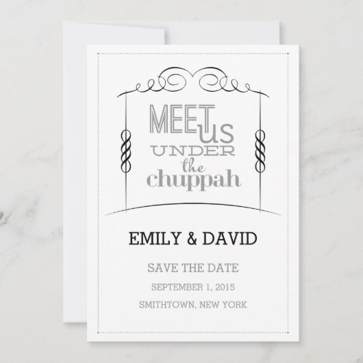 Unter der jüdischen Hochzeit von Chuppah speichern Save The Date (Vorderseite)