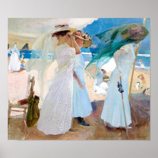 Unter der Markise, Zarauz | Joaquín Sorolla Poster (Vorne)