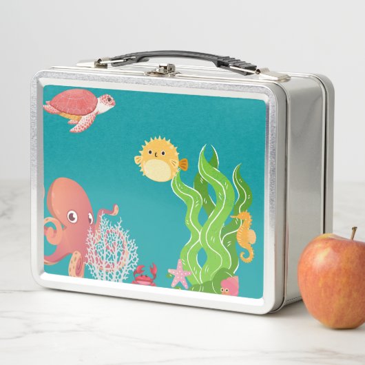 Unter der Meeresabenteuerbox, Oktopus, Meerpferd Metall Brotdose (Beispiel)