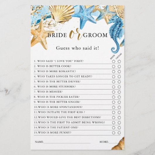 Unter der Meeresbrücke oder im Groom-Brautparty (Vorderseite)