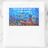 Unter der Meeresbücherplatte Rechteckiger Aufkleber (Tasche)