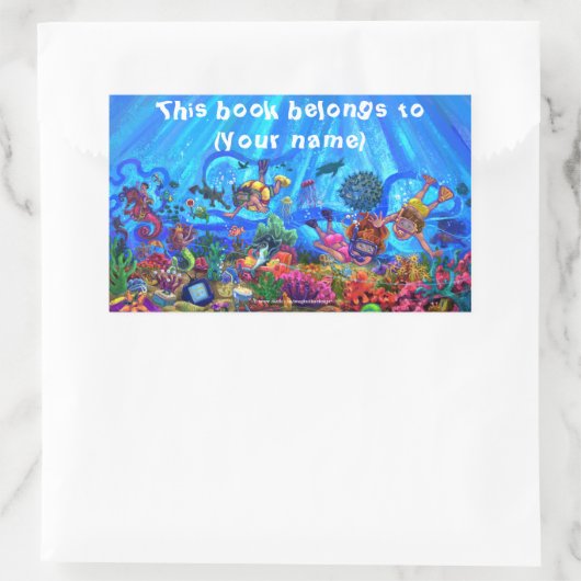 Unter der Meeresbücherplatte Rechteckiger Aufkleber (Tasche)