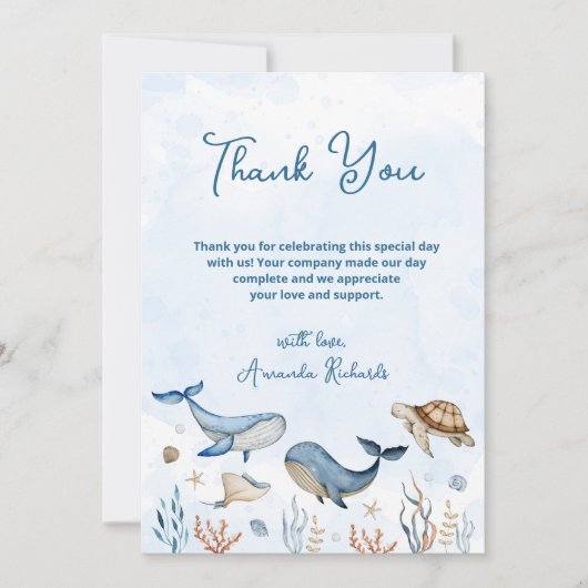 Unter der Meeresdusche Dankeskarte (Vorderseite)