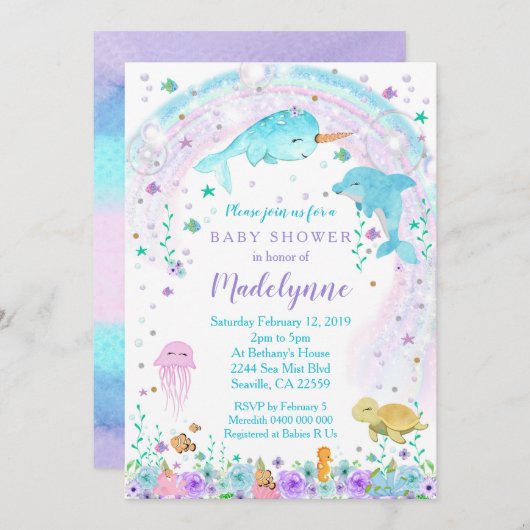 Unter der Meeresdusche Einladung (Vorne/Hinten)