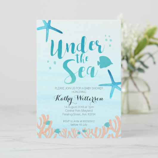 Unter der Meeresdusche Einladung (Stehend Vorderseite)