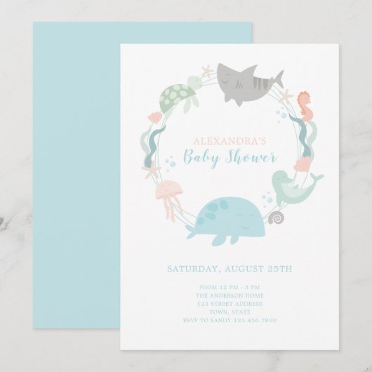 Unter der Meeresdusche Einladung (Vorne/Hinten)