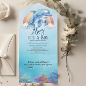 Unter der Meeresdusche Junge der Meerestiere All In One Einladung