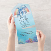 Unter der Meeresdusche Junge der Meerestiere All In One Einladung (Abreißen)