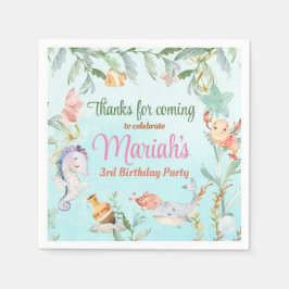 Unter der Meeresfarbe Geburtstag Serviette