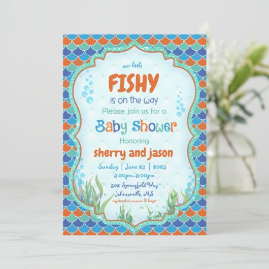 Unter der Meeresfischdusche Einladung (Stehend Vorderseite)