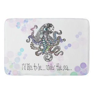 Unter der Meereslinie Doodle Oktopus mit Blasen Badematte