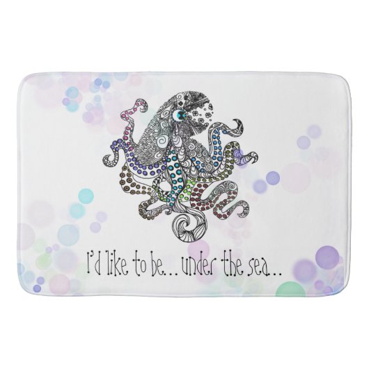 Unter der Meereslinie Doodle Oktopus mit Blasen Badematte (Vorderseite)