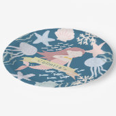 Unter der Meeresmeergruppe Marine Blue Birthday Pappteller (Schrägansicht)