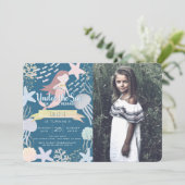 Unter der Meeresmeergruppe Marine Foto Geburtstag Einladung (Stehend Vorderseite)