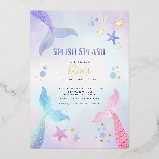 Unter der Meeresmeermedaille zum Geburtstag Folieneinladung (Vorderseite)