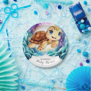 Unter der Meerespastel Schildkrötendusche Pappteller